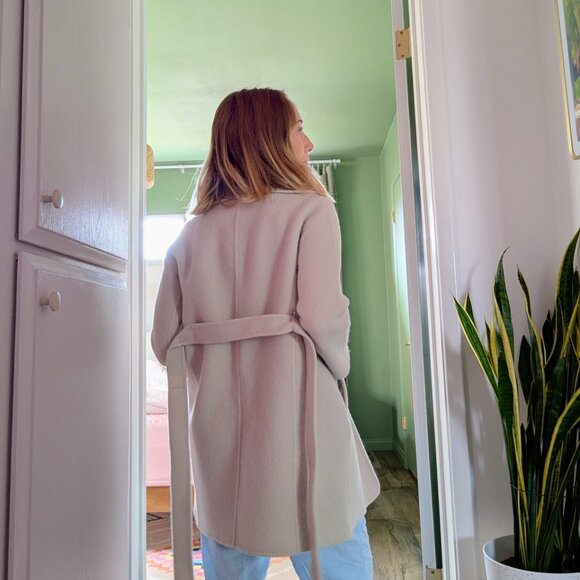 AUTH Max Mara Belted Coat Robe In Cream Virgin Wool Size XS NWOT Quiet Luxury - Picture 4 of 16